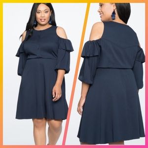 Eloquii Cold Shoulder Fit and Flare Dress
